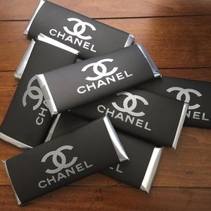 Custom set of candy bars wrapped in black and foil with vinyl logo
